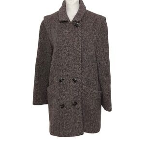 Vintage Herman Kay women's‎ double-breasted  pea coat 100% pure wool gray  M